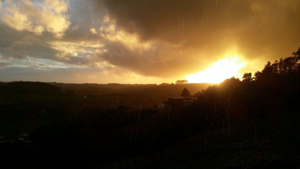 This is a picture I have just taken from the deck just after a big downpour. Still raining but what a scenery.