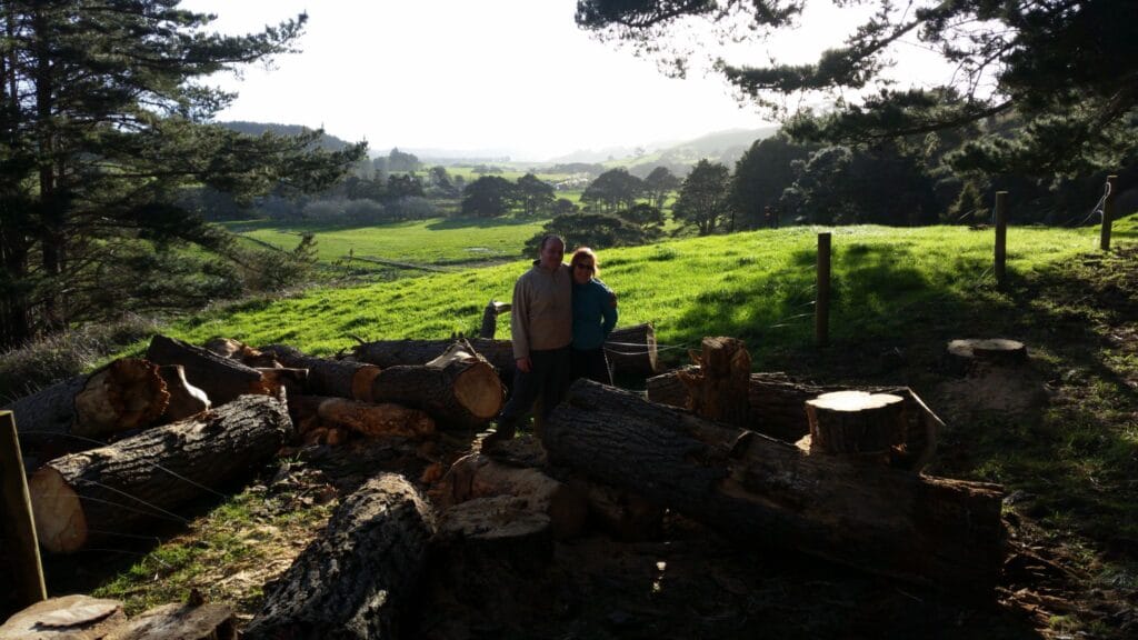Ingo and Tatjana after felling the trees