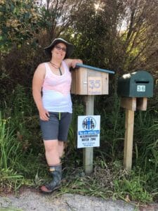 Our new Pukeatua letterbox... made from the same macrocarpa cladding that we've used to build the Farmstay