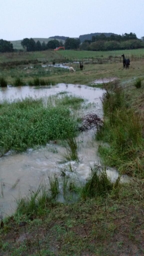 Water going into the pond