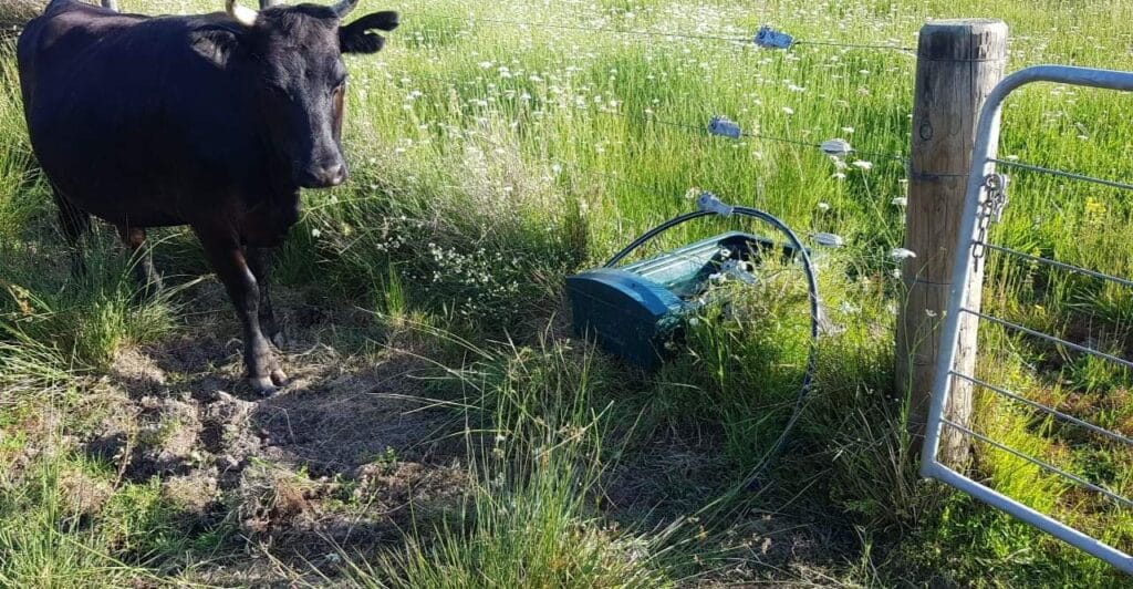Watertrough tipped over and laying in a ditch