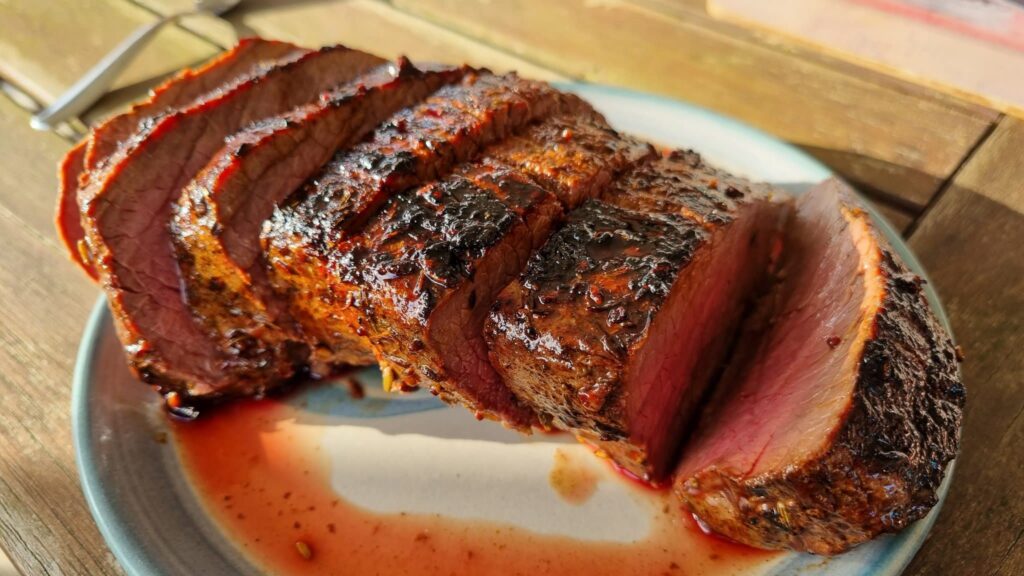 Juice piece of medium-rare meat